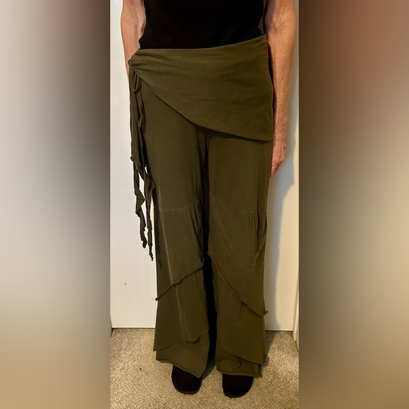 Soul Flower Olive Green Flowy Pants Size Small - Picture 11 of 11